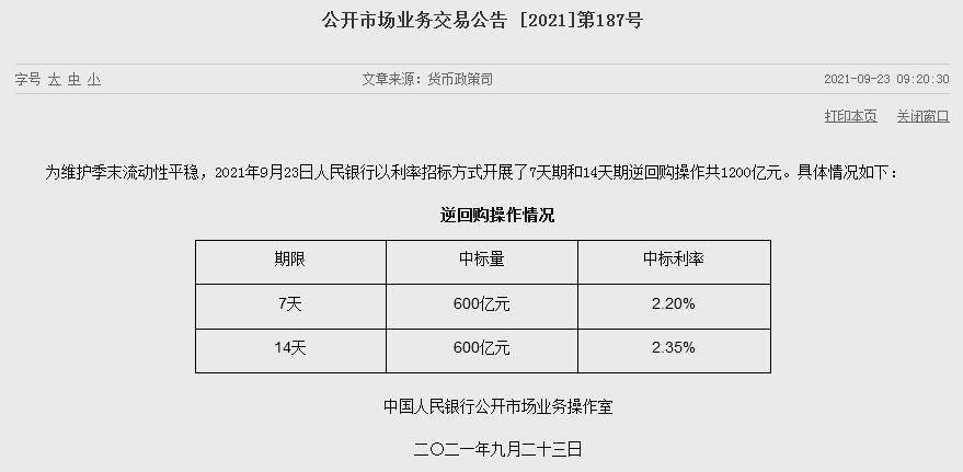 人民银行连续千亿逆回购操作