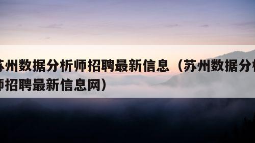 苏州数据分析师招聘最新信息（苏州数据分析师招聘最新信息网）