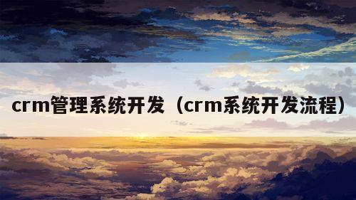 crm管理系统开发（crm系统开发流程）