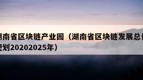 湖南省区块链产业园（湖南省区块链发展总体规划20202025年）