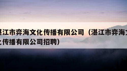 湛江市弈海文化传播有限公司（湛江市弈海文化传播有限公司招聘）