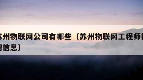 苏州物联网公司有哪些（苏州物联网工程师招聘信息）