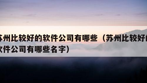 苏州比较好的软件公司有哪些（苏州比较好的软件公司有哪些名字）