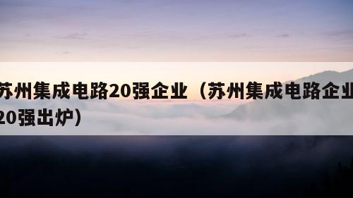 苏州集成电路20强企业（苏州集成电路企业20强出炉）