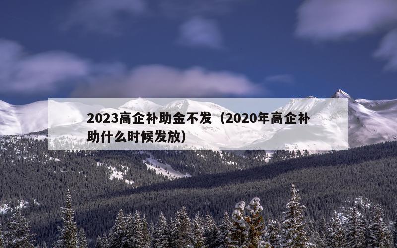 2023高企补助金不发（2020年高企补助什么时候发放）