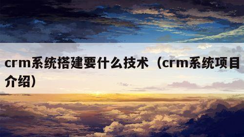 crm系统搭建要什么技术（crm系统项目介绍）