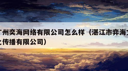 广州奕海网络有限公司怎么样（湛江市弈海文化传播有限公司）