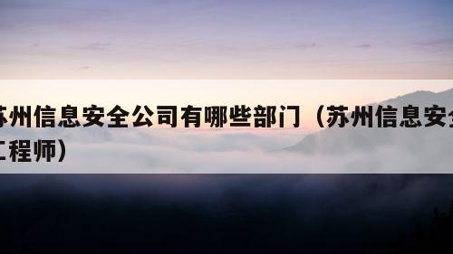 苏州信息安全公司有哪些部门（苏州信息安全工程师）