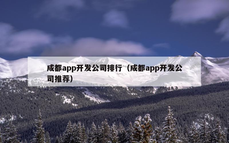 成都app开发公司排行（成都app开发公司推荐）