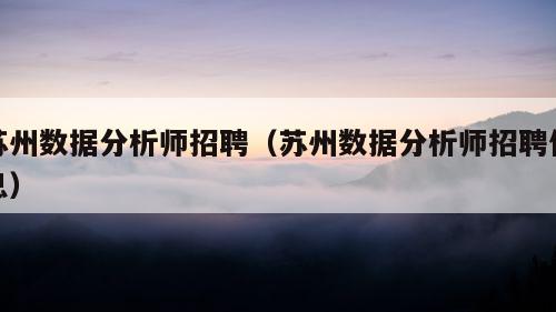 苏州数据分析师招聘（苏州数据分析师招聘信息）