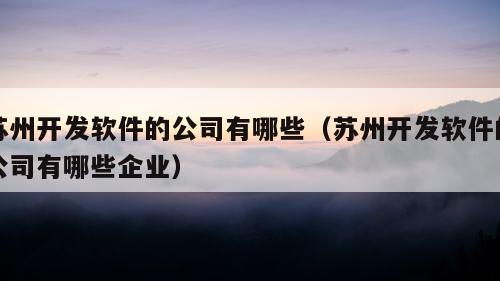 苏州开发软件的公司有哪些（苏州开发软件的公司有哪些企业）