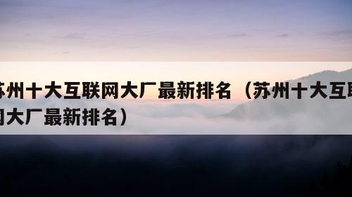 苏州十大互联网大厂最新排名（苏州十大互联网大厂最新排名）