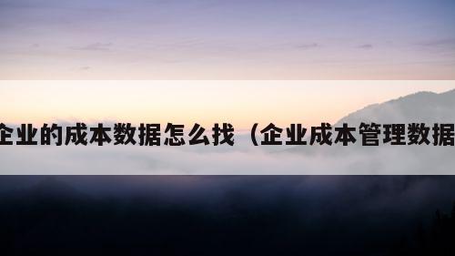 企业的成本数据怎么找（企业成本管理数据）