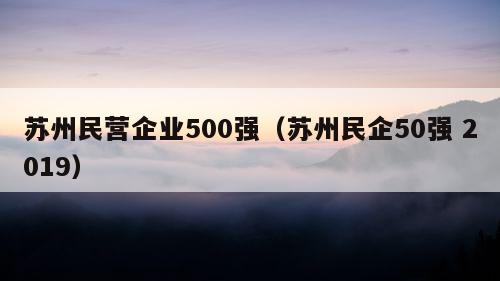 苏州民营企业500强（苏州民企50强 2019）