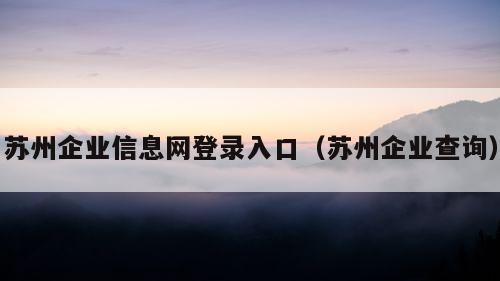 苏州企业信息网登录入口（苏州企业查询）